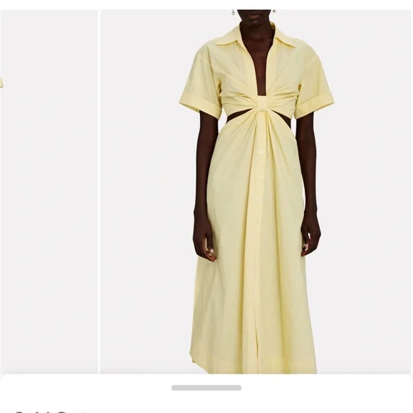 A.L.C. GEORGIA KNOTTED POPLIN SHIRT DRESS (Color: YELLOW, Size: 2) - Picture 3 of 10